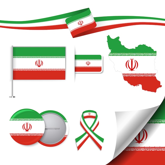 Free Vector stationery elements collection with the flag of iran design