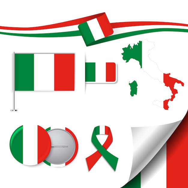 Free Vector stationery elements collection with the flag of italy design