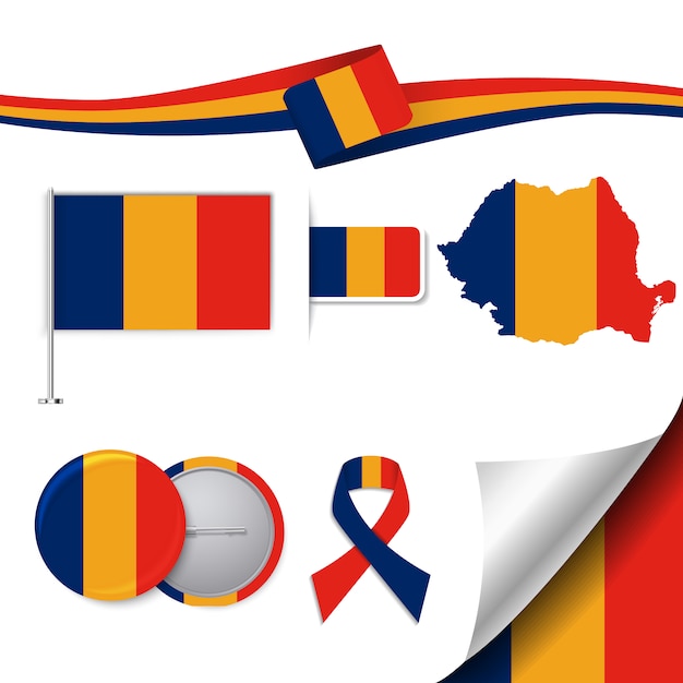 Free Vector stationery elements collection with the flag of romania design