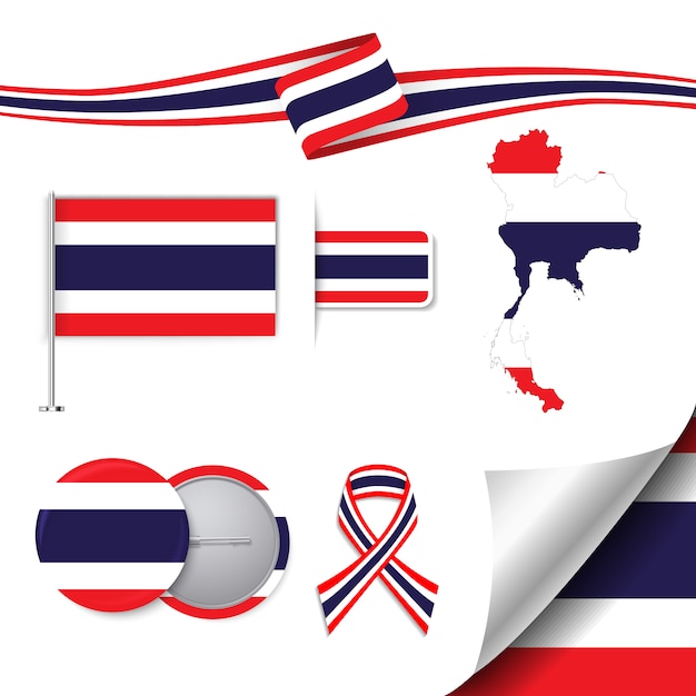 Free Vector stationery elements collection with the flag of thailand design