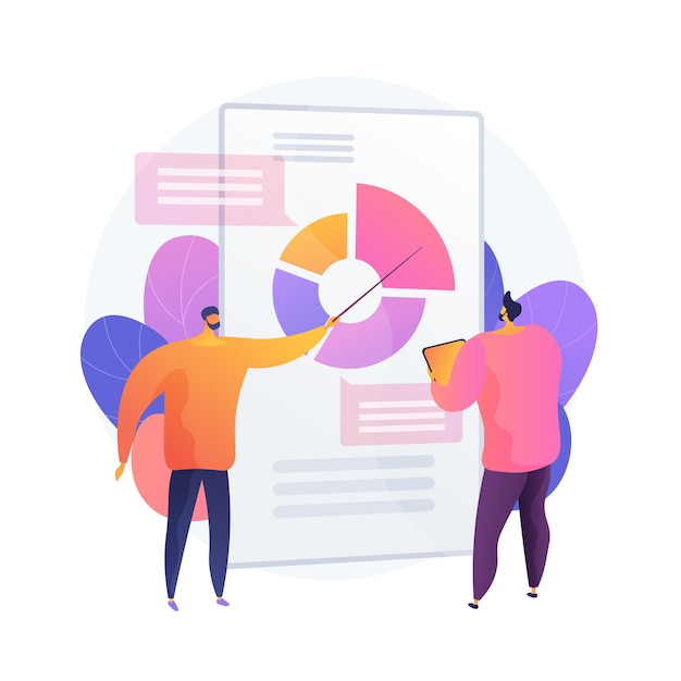 Free vector statistics data analysis. financial administration. circular diagram with colorful segments, business pie chart. statistics, audit, consulting. vector isolated concept metaphor illustration