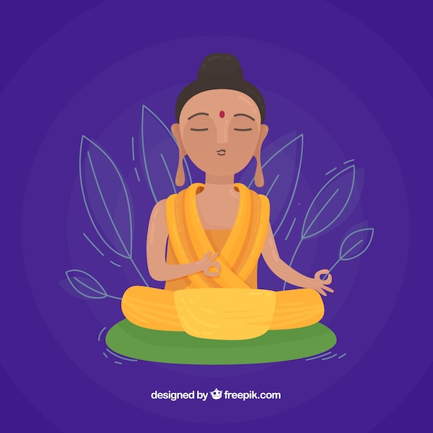 Free Vector statue of buddha background in flat style