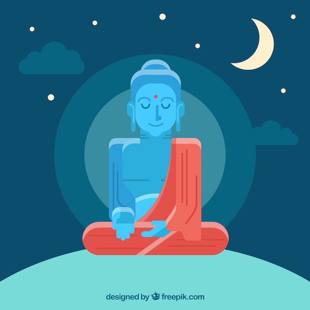 Free Vector statue of buddha in flat style