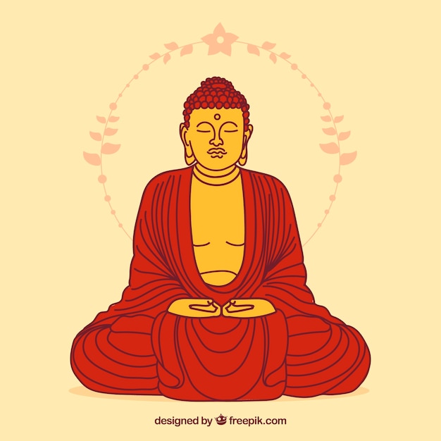 Statue of buddha in hand drawn style