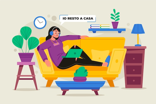 Free Vector stay at home concept