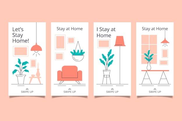 Free vector stay at home event instagram story collection template