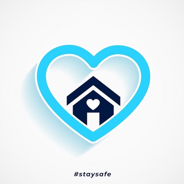 Stay safe blue heart and house poster design