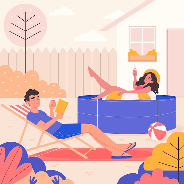 Staycation in the backyard concept