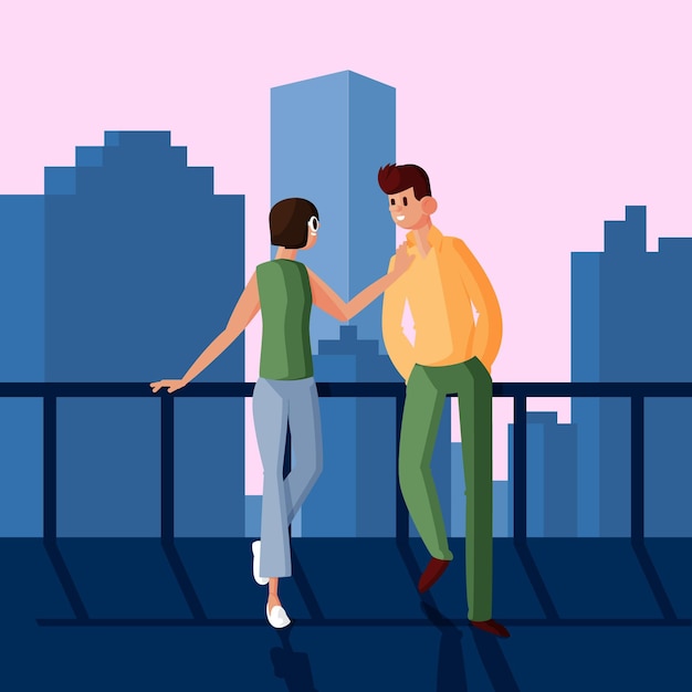 Free Vector staycation concept on a rooftop terrace