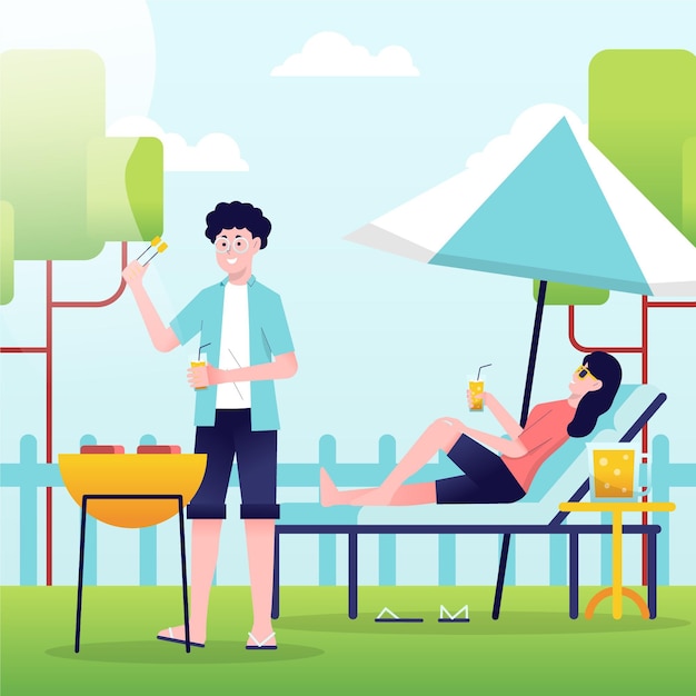 Free Vector staycation concept