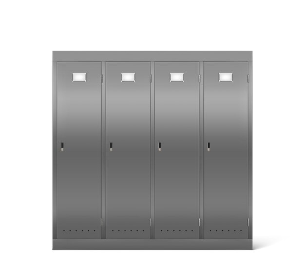 Steel lockers in school corridor or changing room