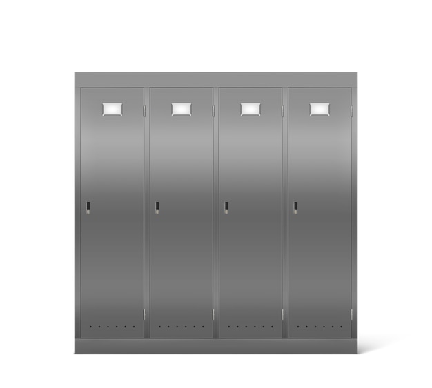 Steel lockers in school corridor or changing room