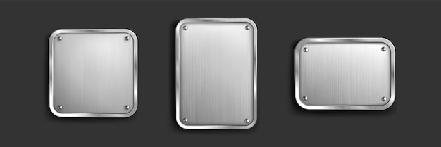 Free Vector steel tag plate with borders and screws