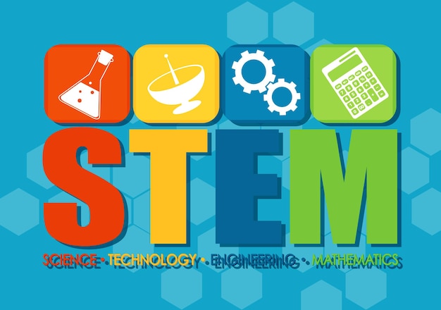 STEM education logo banner with learning icons