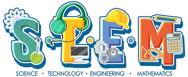 STEM logo with education and learning icon elements