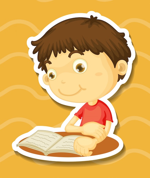 Free Vector sticker of a boy reading book