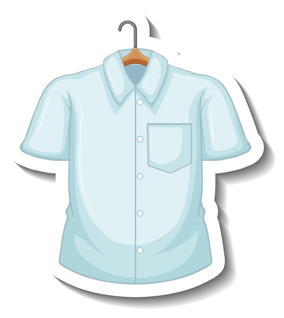 Free vector sticker bright blue shirt with coathanger