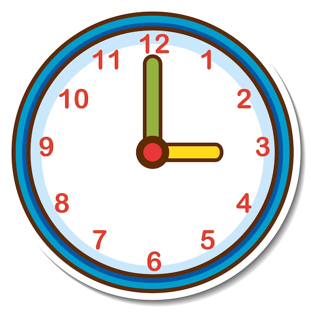 Sticker clock on white background