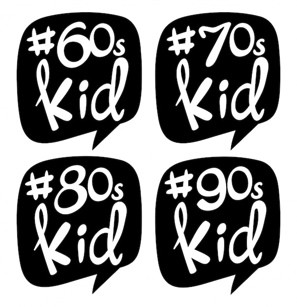 Free Vector sticker design for different generation kids