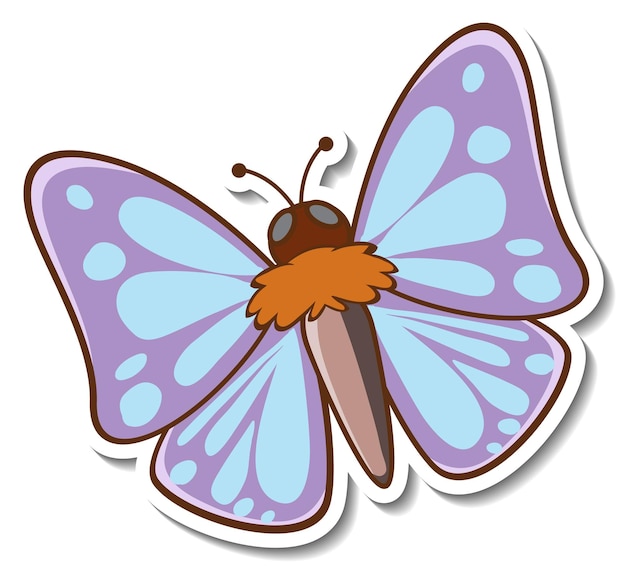 Free vector sticker design with beautiful butterfly isolated