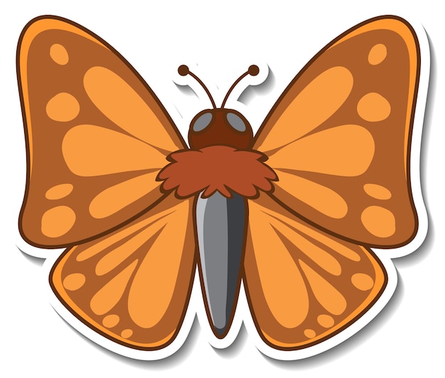 Sticker design with beautiful butterfly isolated