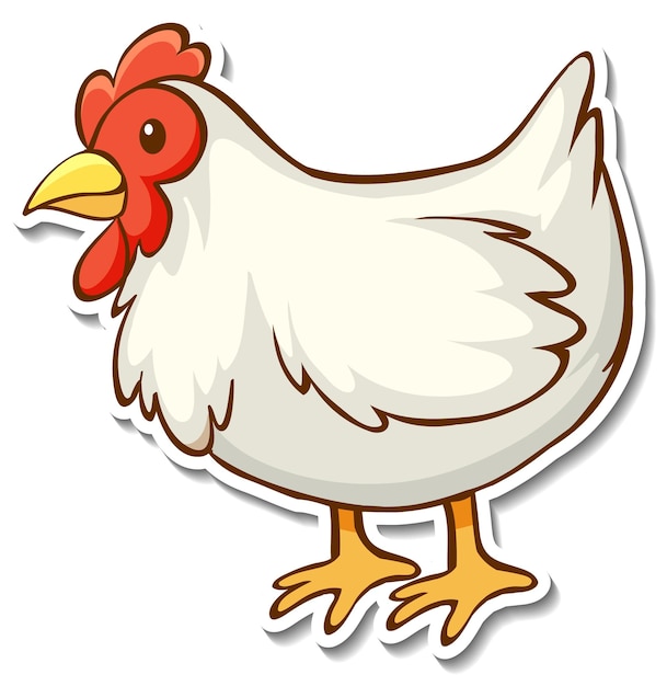 Sticker design with a chicken isolated