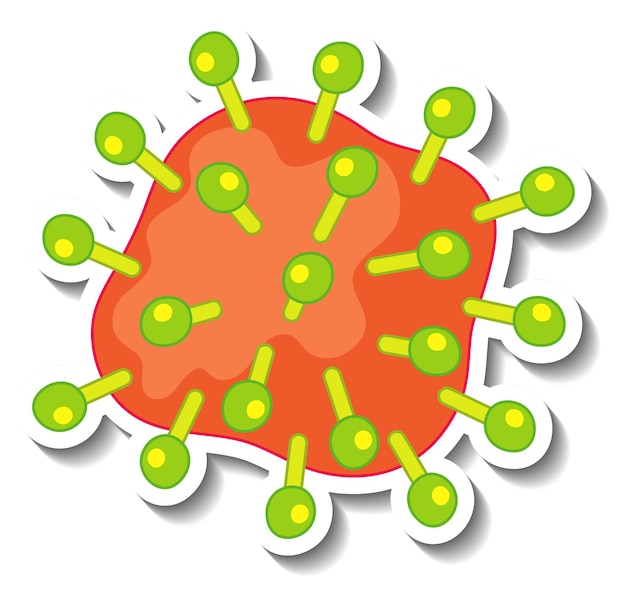 Free Vector sticker design with coronavirus or virus sign isolated