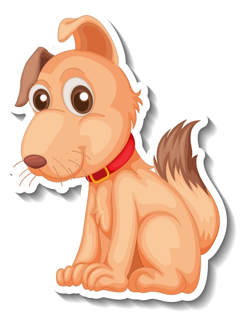 Free Vector sticker design with cute dog in sitting pose isolated