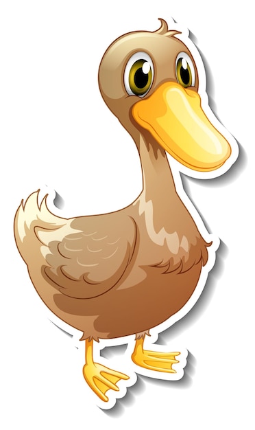 Free Vector sticker design with cute duck cartoon character