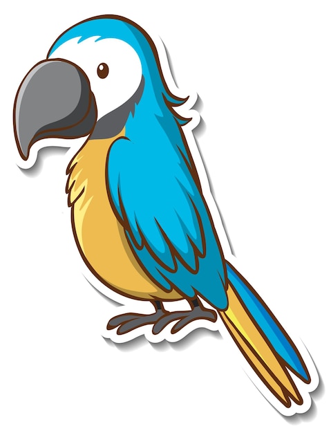 Free Vector sticker design with cute parrot isolated