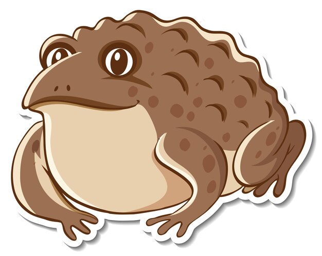 Sticker design with cute toad isolated