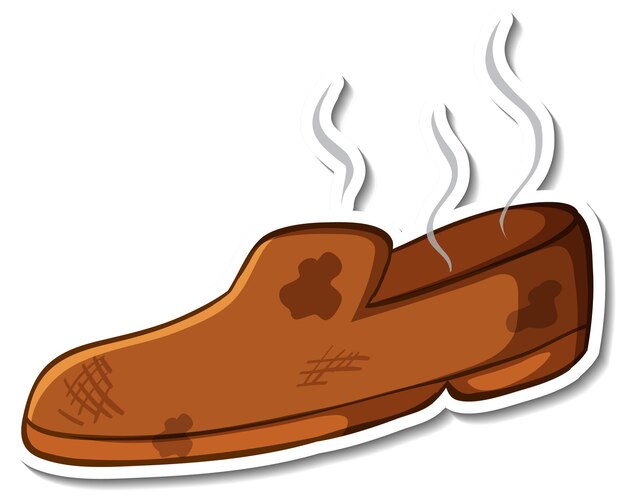 Sticker design with dirty smell shoes isolated