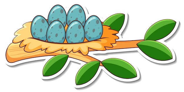 Free Vector sticker design with eggs in bird nest isolated