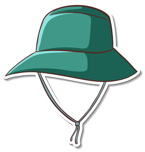 Sticker design with green bucket hat isolated