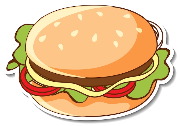 Free Vector sticker design with a hamburger isolated