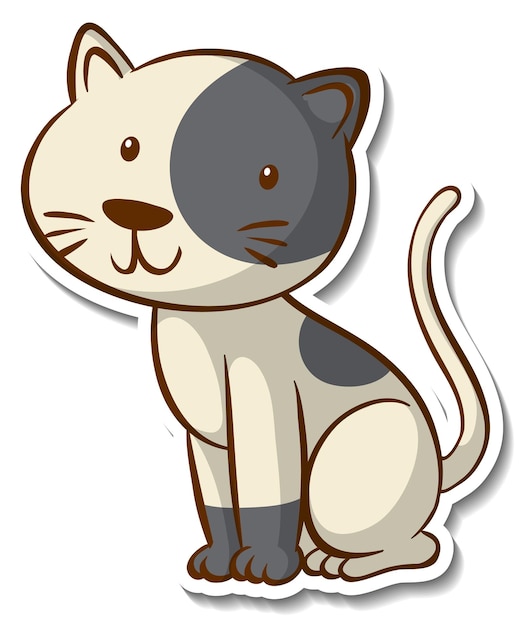 Sticker design with little cat isolated