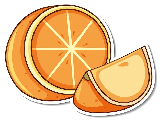 Free Vector sticker design with orange fruit, isolated