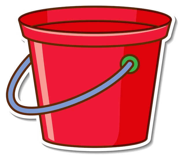 Free Vector sticker design with a red bucket isolated