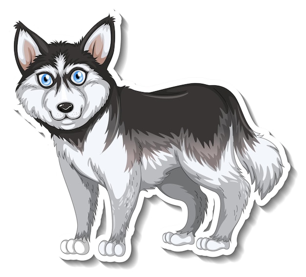 Sticker design with siberian husky dog isolated