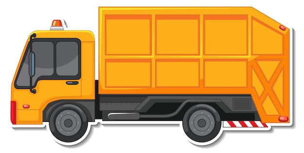 Sticker design with side view of dump truck isolated