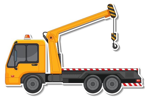 Sticker design with side view of tow truck isolated