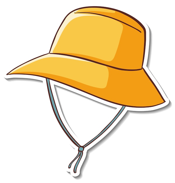 Sticker design with yellow bucket hat isolated