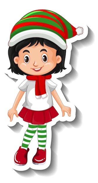 Sticker girl in Christmas costumes