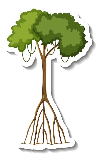 Free vector sticker mangrove tree on white background