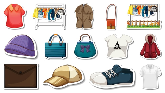 Sticker set of clothes and accessories