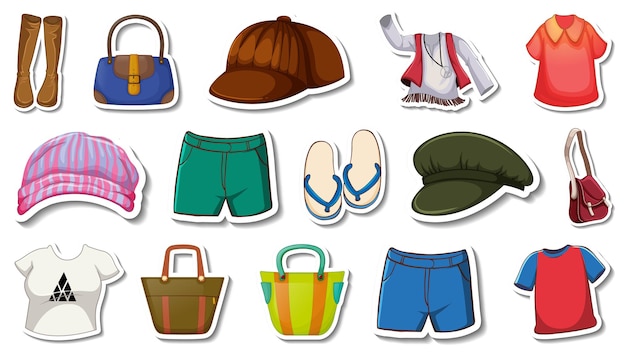 Sticker set of clothes and accessories