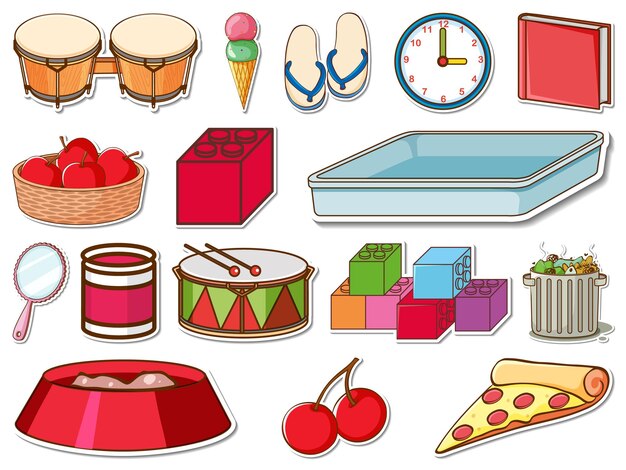 Sticker set of mixed daily objects