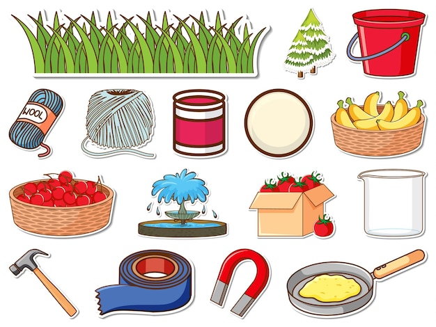 Sticker set of mixed daily objects