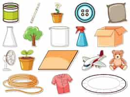 Free vector sticker set of mixed daily objects