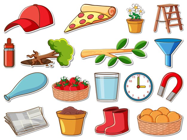 Sticker set of mixed daily objects